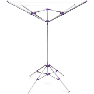 Relaxdays Wäschespinne, silber Lila 19,2 m - Silberfarben , Metall, Kunststoff , 167x158x167 cm, , Haushalt & Reinigung, Wäschepflege, Wäschekörbe & Wäschetonnen