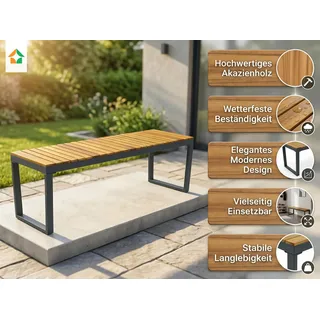 Gartenbank aus Akazienholz, ca. 130 x 35 x 45 cm - Schwarz