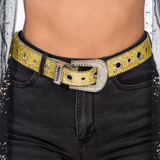 Chaks - Strass Gürtel Damen 120 cm, Glitzer Taillengürtel für Jeans, Kleider, Western Look