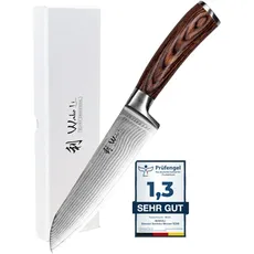 Wakoli EDIB Damastmesser Santoku Messer mit scharfer 17 cm Klinge gefertigt aus 67 Lagen echtem Damaststahl mit Pakkaholzgriff I Premium Damast Küchenmesser & Kochmesser in Geschenkverpackung