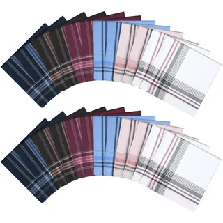 URAQT Stoff Taschentücher Herren, 24 Stück Baumwolle Herrentaschentücher Stofftaschentuch, Traditionelle Männertaschentücher Handkerchief, 36cm x 36cm