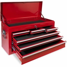 Defpro Werkzeugkiste rot mit Schlüssel Metall 6 Schubladen