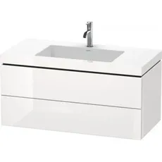 Duravit L-Cube Möbelwaschtisch c-bonded mit Unterbau wandhängend, 100x48 cm, 2 Schubkästen, ohne Überlauf, 3 Hahnlöcher, Farbe: Pine Terra Dekor