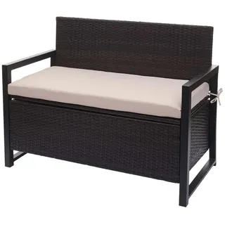 MCW Poly-Rattan 2ER Sitzbank Braun, Beige , Kunststoff , 117x87x57 cm , Gartenmöbel, Gartenbänke