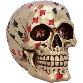 Nemesis Now Totenmann-Hand, goldene Spielkarte, Totenkopf-Ornament, Harz, 15 cm