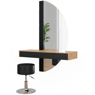 Vicco Schminktisch Melisa Schwarz 120 cm mit Beleuchtung und Hocker, Model 47690 - Schwarz