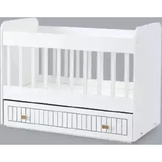 Babybett Kinderbett Bett Set Schublade weiß im modernen Stil fürs Kinderzimmer - Weiß
