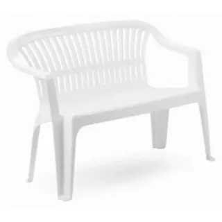 Stapelbank Diva weiß Gartenbank Parkbank Gartenmöbel Terrasse Balkon Outdoor Kunststoff 114x55x82cm
