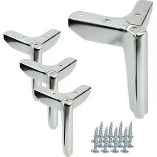 Set mit 4 Möbelbeinen im Anker-Design, silber-chrom, Höhe 12 cm, inkl. Schraubensatz zur einfachen Montage, ideal für Sofas, Kommoden und Fernsehmöbel. - Silber