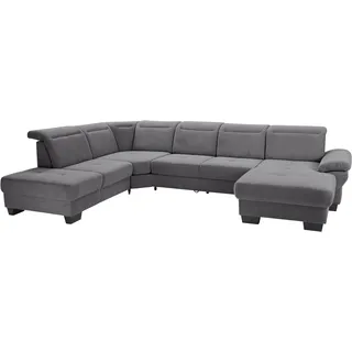 PLACES OF STYLE Wohnlandschaft »Cornwall U-Form« inkl. Sitztiefenverstellung, wahlweise mit Bettfunktion, grau