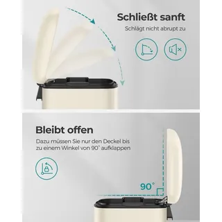 Songmics Abfalleimer 30 l Wolkenweiß