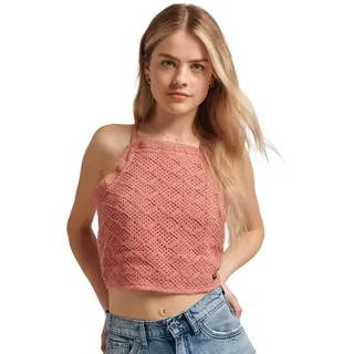 Superdry Vintage Crop Crochet Top - Desert Sand Pink - M