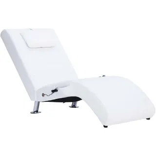 vidaXL Massage-Chaiselongue mit Kissen Weiß Kunstleder - Weiß
