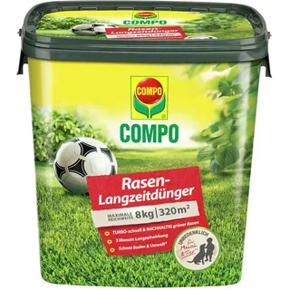COMPO Rasendünger mit 3 Monaten Langzeitwirkung für Frühjahr und Sommer - tierfreundlich - Premium Rasen-Langzeitdünger - 8 kg für 320 m2,
