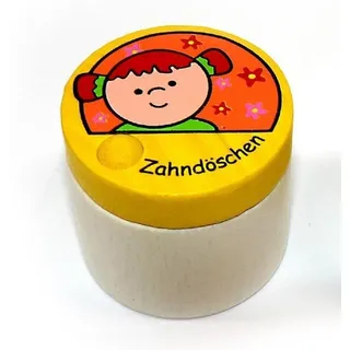 Holzspielzeug Holzdose für Milchzähne für Mädchen BxLxH 40x40x35mm NEU - Gelb