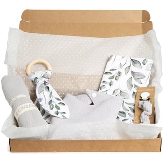 MIMUSELINA Baby Set First Kit Box - Baby Geschenkset für Neugeborene - Neugeborenen Geschenk - Baby Starter Set mit den wichtigsten Dingen für Jungen oder Mädchen