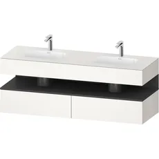 Duravit Qatego Einbauwaschtisch mit Konsolenwaschtischunterbau, 1600x550x600mm, Nische Graphit Matt, Doppelwaschtisch, QA4797049, Farbe: Weiß Supermatt/mit Nischenbeleuchtung