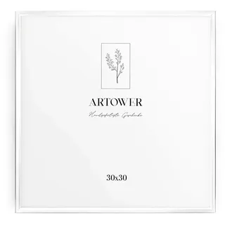 Artower® Bilderrahmen Weiß Metall Dünner Rahmen für 30 x 30 cm | Posterrahmen Groß Collage | Picture Frame Metal 30x30 cm | Aluminium Schmal Bilderrahmen | White Poster Rahmen
