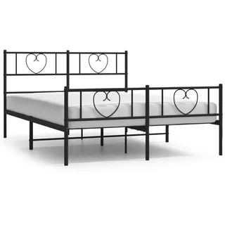 vidaXL Metallbett ohne Matratze mit Fußteil Schwarz 160x200 cm - Schwarz