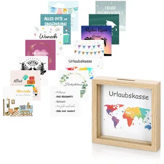 Nordstern® Bilderrahmen Spardose - Sparbox individuell anpassbar für Geldgeschenke - Ideal für Geburtstag, Hochzeit, Geburt, Einschulung, Urlaub, Umzug und Führerscheinprüfung