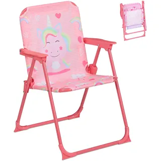 Relaxdays Campingstuhl Kinder Klappstuhl Rosa/Mehrfarbig