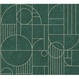 Vliestapete Geometrisch Design Muster Glanz Leicht Strukt. Opalgrün Gold FSC®