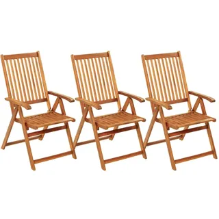 vidaXL Klappbare Gartenstühle 3 Stk. mit Auflagen Massivholz Akazie - Grau