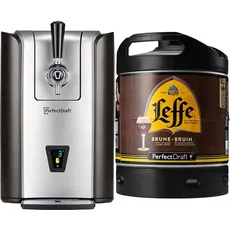 Bundle aus PerfectDraft Pro Zapfanlage + Leffe Brune, Dunkles Abtei-Bier aus Belgien, Perfect Draft (1 x 6l) MEHRWEG Fassbier