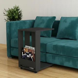 Dmora Couchtisch Haldus 37x45x60h cm Schwarz, Zeitungshalter