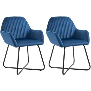 vidaXL Esszimmerstuhl Samt Blau 2 Stk