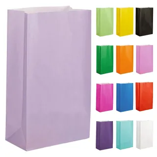 Thepaperbagstore 40 Lila Partytüten aus Papier – 14x24.5x7cm - Bunte Geschenktüten aus Papier für Kinder- und Erwachsenenpartys, Geburtstage, Hochzeiten, Junggesellinnenabschiede und Süßigkeiten
