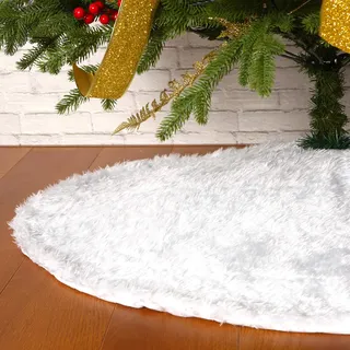 VALORCASA Weihnachtsbaum-Rock 91,4 cm, 121,9 cm, Flanell, Weihnachtsmann Rentier, Weihnachtsdekoration, 11,4 cm, 152,4 cm, 182,9 cm, 243,8 cm Weihnachtsbaum 36" weiß