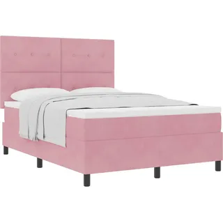 vidaXL Boxspringbett mit Kopfteil Rosa 140 x 190 cm Samt - Rosa