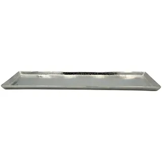 Tablett Deko Metall 44x13 cm Silber Kerzentablett Dekotablett Dekoschale rechteckig