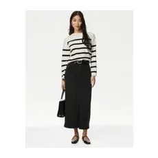 Womens M&S Collection Denim Midi Skirt - Black, Black - 10-SHT