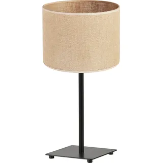 Light-Home Juta Lampenschirm Tischlampe Modern - Nachttischlampe - Tischleuchte E27 - 1-Flammig GIA - Schwarz Basis und Jute - Schwarz, Braun