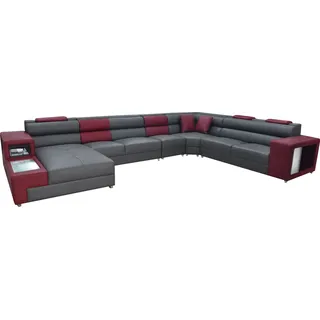 Designer Leder Polster Sitz Ecke Leder Sofa Polster Eck Landschaft Zimmer XXL - Grau