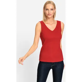 Trägertop HEINE, Damen, Gr. 40, rot, 95% Baumwolle, 5% Elasthan, unifarben, V-Ausschnitt, Tops Trägertop
