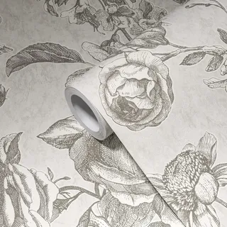 A.S. Création Livingwalls My Home My Spa Tapete Blumen Hellgrau Blumentapete Vintage 387001 Vliestapete 10,05x0,53m Made in Germany