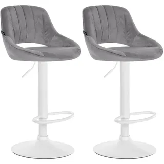 CLP Barhocker 2er Set Samt dunkelgrau , Dunkelgrau , Textil , 47x85x48 cm , Esszimmer, Barmöbel, Barhocker