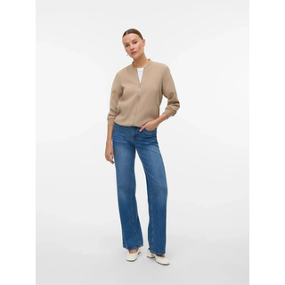 Bomberjacke VERO MODA "VMCOCO L/S BOMBER NOOS", Damen, Gr. XS, silber mink, Web, Obermaterial: 96% Polyester, 4% Elasthan, unifarben, regular fit normal, Rundhals, Rippbündchen, Jacken Bomberjacke, Materialmix