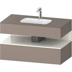 Duravit Qatego Einbauwaschtisch mit Konsolenwaschtischunterbau, 1000x550x600mm, Nische Weiß Hochglanz, QA4786022, Farbe: Basalt Matt/mit Nischenbeleuchtung