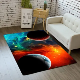 Kinderteppich Galaxy Star Blank Tiger Flame Football Car Dashboard Print Boy Teen Room Decor Kurzflor Großer Wohnzimmerteppich Spielbereich Bodenmatte Kinderzimmerteppich (Galaxis,140x200 cm)