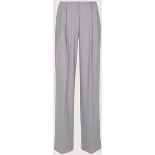 Stoffhose MADELEINE "Bundfaltenhose Fischgrathose mit weitem Schnitt", Damen, Gr. 40, N + K Gr, weiß (steingrau, wollweiß), Obermaterial: 64% Polyester PES. 34% Viskose CV. 2% Elasthan EL., Modern, schmal, Hosen Stoffhose, Dezente Struktur