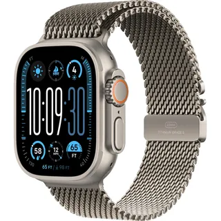 Watch Ultra 2 GPS + Cellular 49 mm Titangehäuse natur, Milanaise Armband natur L