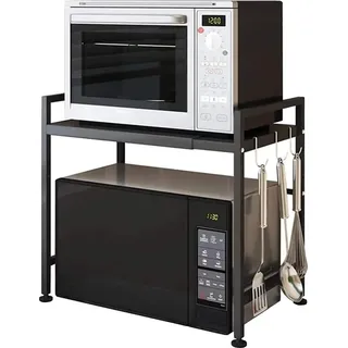 Mikrowellenofen-Ständer, höhenverstellbar, platzsparendes Design, schwarz - Schwarz