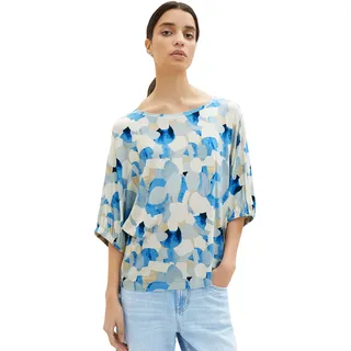 TOM TAILOR Damen 1036792 T-Shirt, 32135 - Blue Shapes Design, M