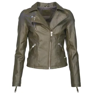Lederimitatjacke MUSTANG "Kunstlederjacke 31019142", Damen, Gr. S, grün (olive), Obermaterial: 100% Polyurethan PU. Futter: 100% Baumwolle CO., Jacken Lederimitatjacke