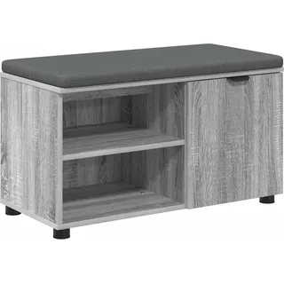 Flurbank mit Kissen mit Regal Graues Sonoma 80 x 38 x 46 cm - Grau