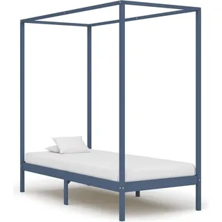 vidaXL Himmelbett Gestell Grau Massivholz Kiefer 100 x 200 cm - Bettgestell - Bettgestelle - Bettrahmen - Einzelbett - Grau